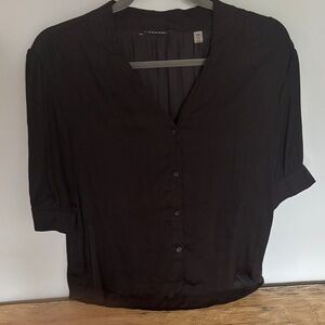 Tahari Elegant Black Button-Down Blouse